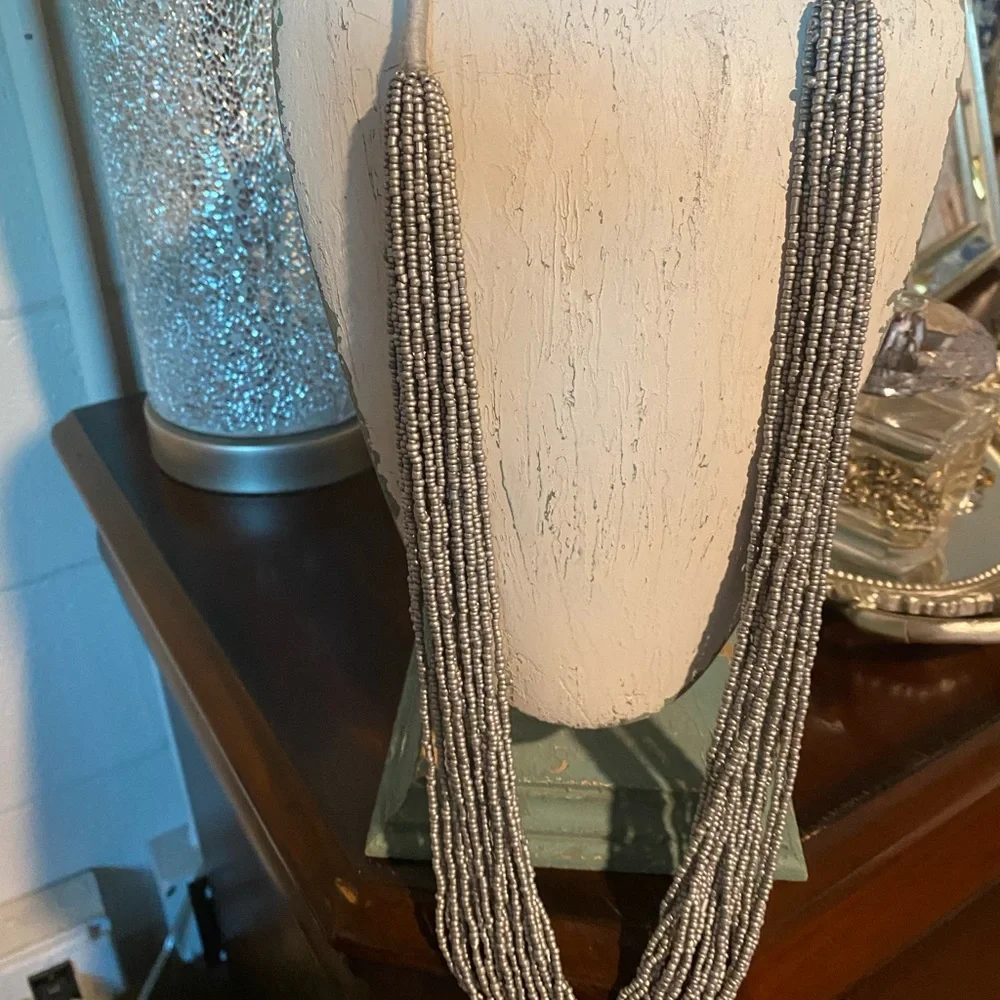 Multi-Strand Silver Beaded Necklace - Women Accessories
